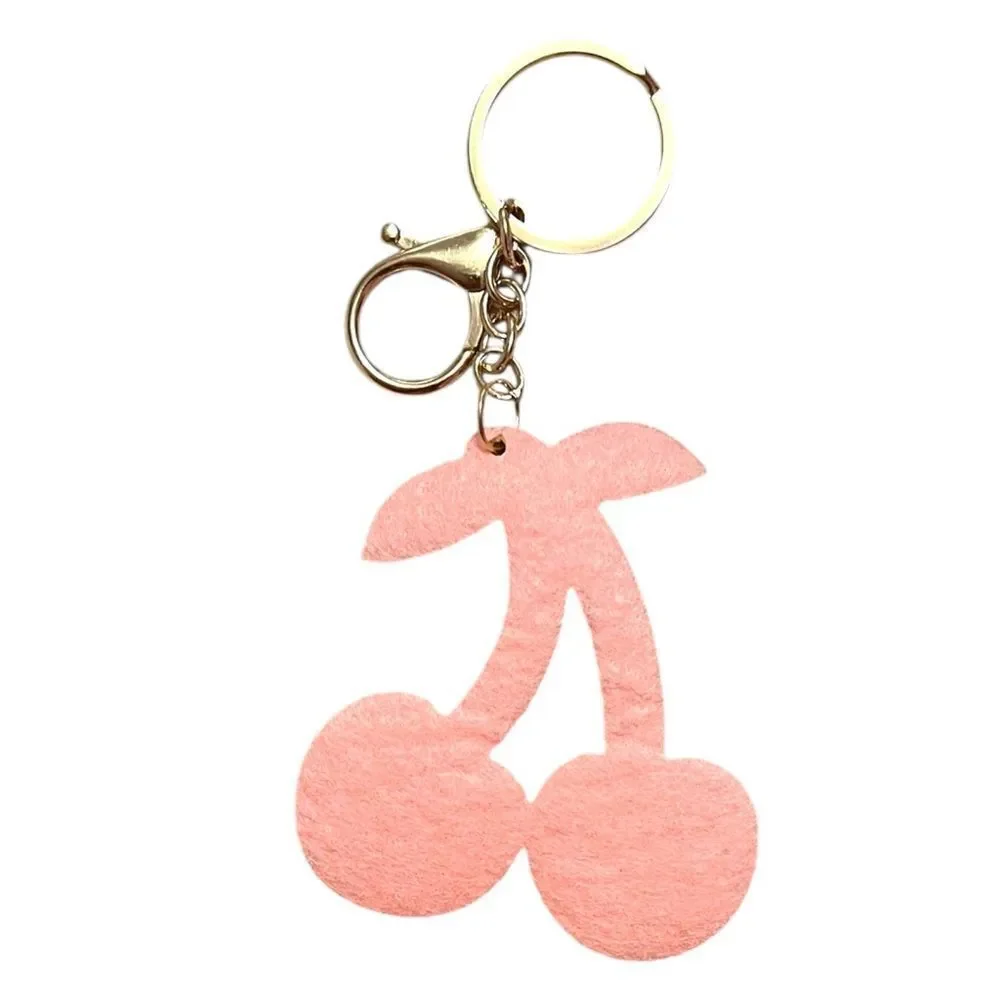 Large Sparkling Cherry Gold Tone Keychain Bag Charm